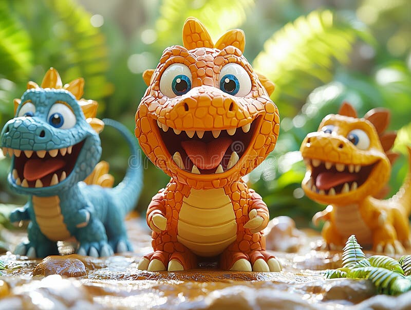 Adorabili dinozauri desenați într-o lume jucăușă vector illustration