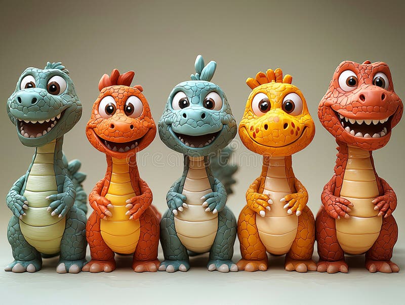 Adorabili dinozauri desenați într-o lume jucăușă royalty free illustration