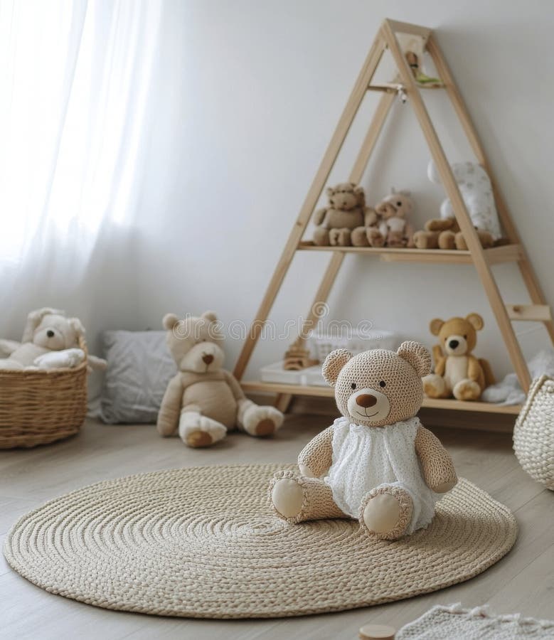 Adorabilul Teddy Bear într-o cameră pentru copii vector illustration