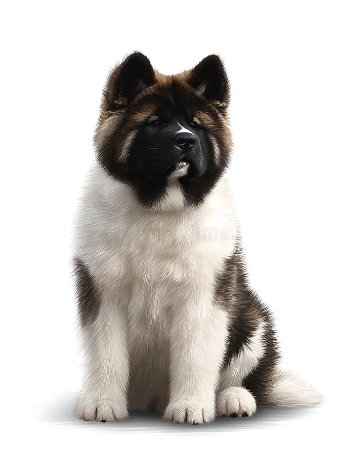 Adorable Akita Inu Puppy Sentado aislado en fondo blanco Una encantadora imagen perfecta para proyectos relacionados con mascotas stock de ilustración