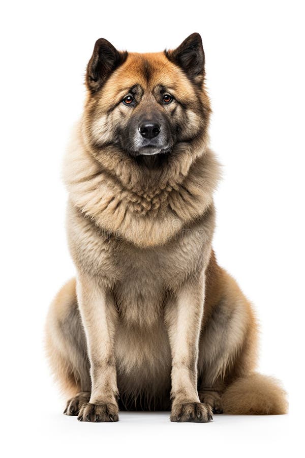 Adorable akita una canina de color pura mirando la cámara sobre fondo blanco libre illustration