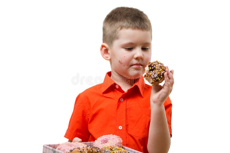 Adorable Baby Boy Eat Donut with Chocolate Stock Photo Image of carry