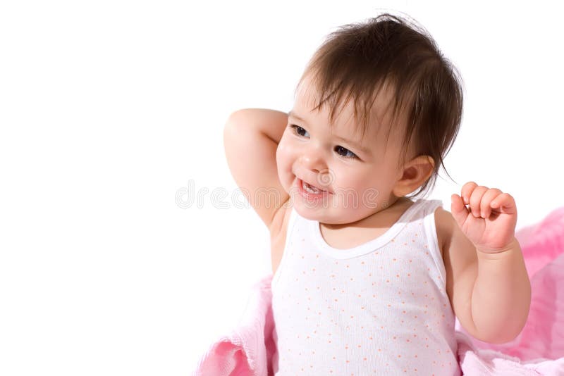 Adorable Baby Girl Laughing Stock Photo Image of expression, alone