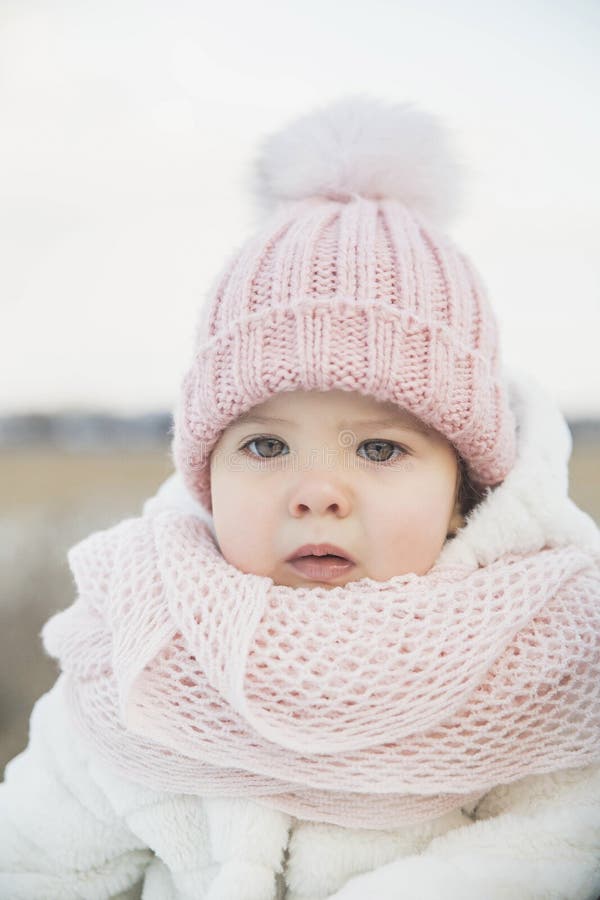 Adorable Baby in a White Fur Coat Stock Photo Image of childcare