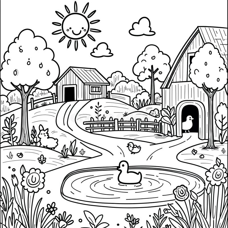 On the Farm Farm Scene in White On the Farm Farm Scene in White