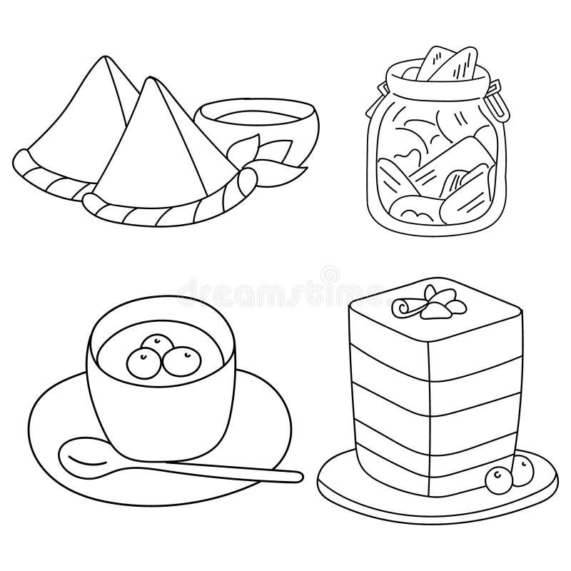 Adorable Black and White Food Illustrations a Collection of Cute and