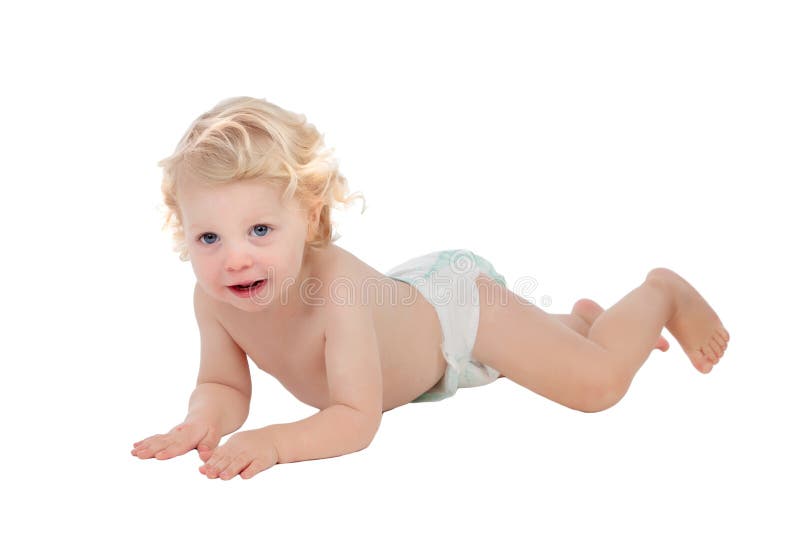 Adorable blond baby with two years in diaper stock images Adorable blond baby with two years in diaper stock images