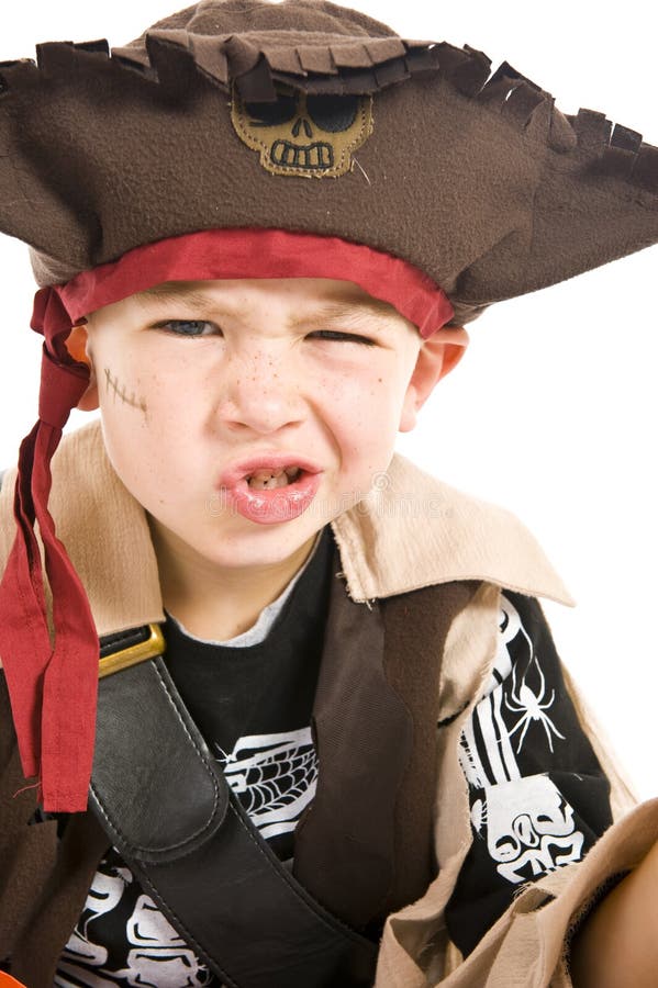 Adorable boy in pirate costume