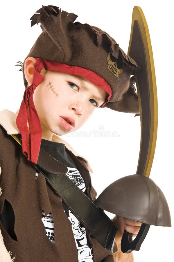 Adorable boy in pirate costume