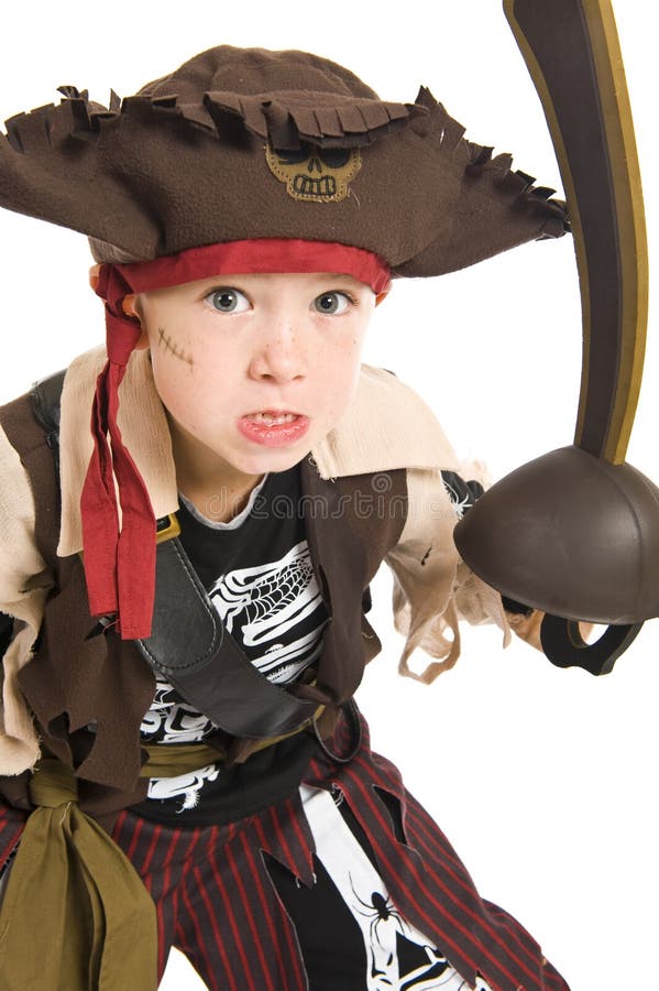 Adorable boy in pirate costume