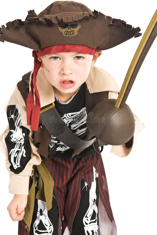 Adorable boy in pirate costume