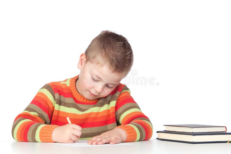 Adorable boy studying royalty free stock images
