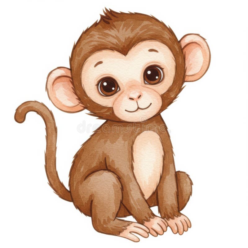 Adorable Brown Baby Monkey Ilustracja ilustracji