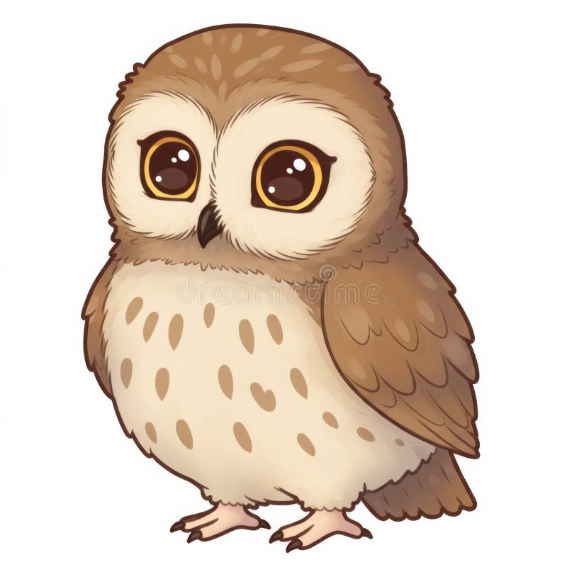 Adorable Brown Cartoon Sowa Ilustracja ilustracja wektor