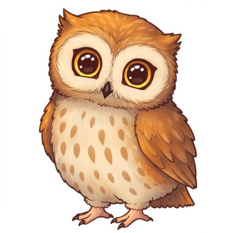 Adorable Brown Cartoon Sowa Ilustracja royalty ilustracja