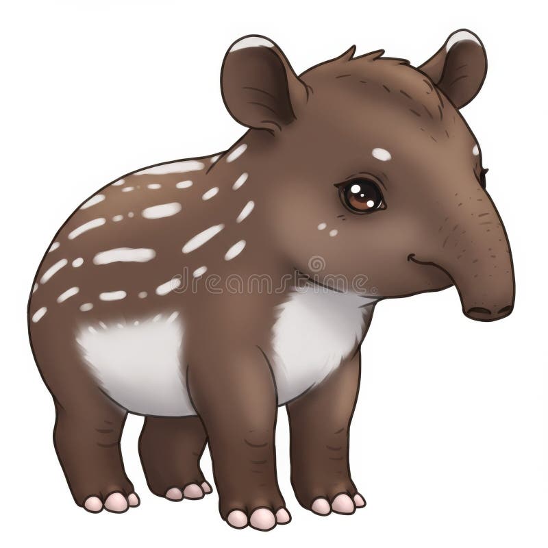 Adorable Brązowe Tapir Ilustracja ilustracja wektor