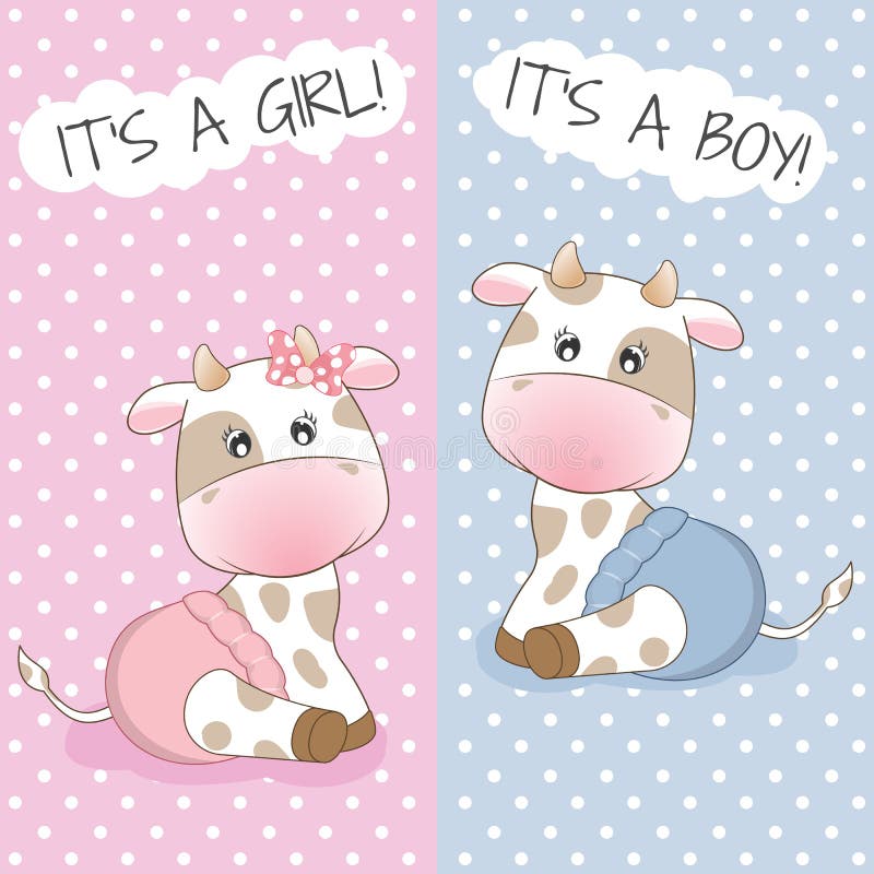 Download Adorable Cartoon Baby Cow Boy And Girl. Stock Vector ...