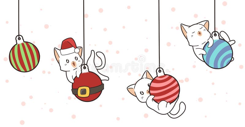 Adorable cats and Christmas balls