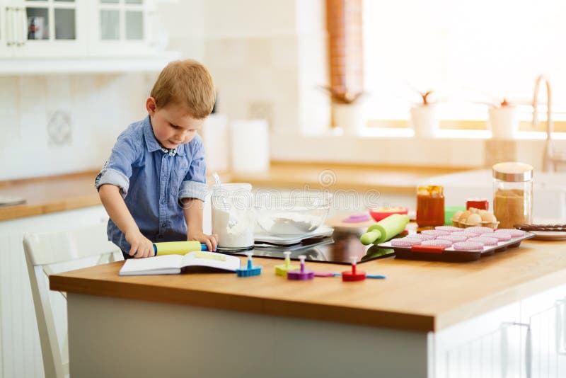 Adorable Child Making Cookies Stock Photo - Image of cookie, childhood