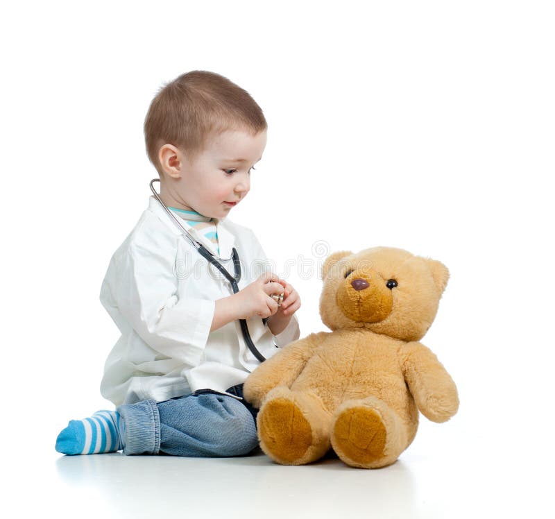 Adorable child with clothes of doctor stock image