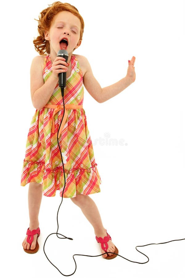 Adorable Child Singing into Microphone