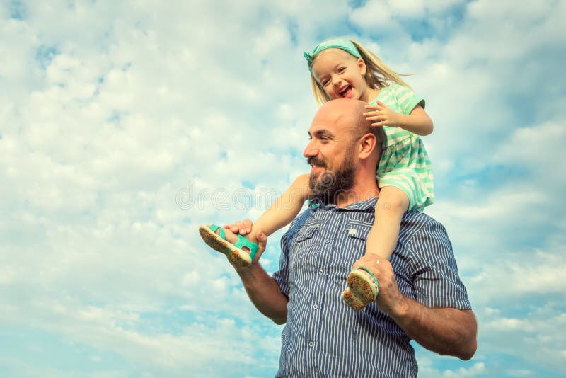 Adorable daughter and father portrait, future concept