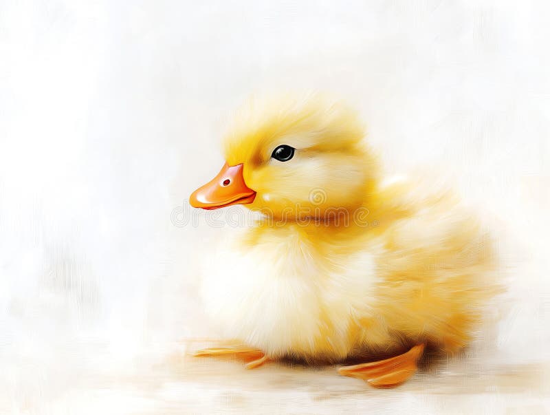 Adorable, flauschig gelbe Entlein im minimalistisch weißen Hintergrund stock abbildung