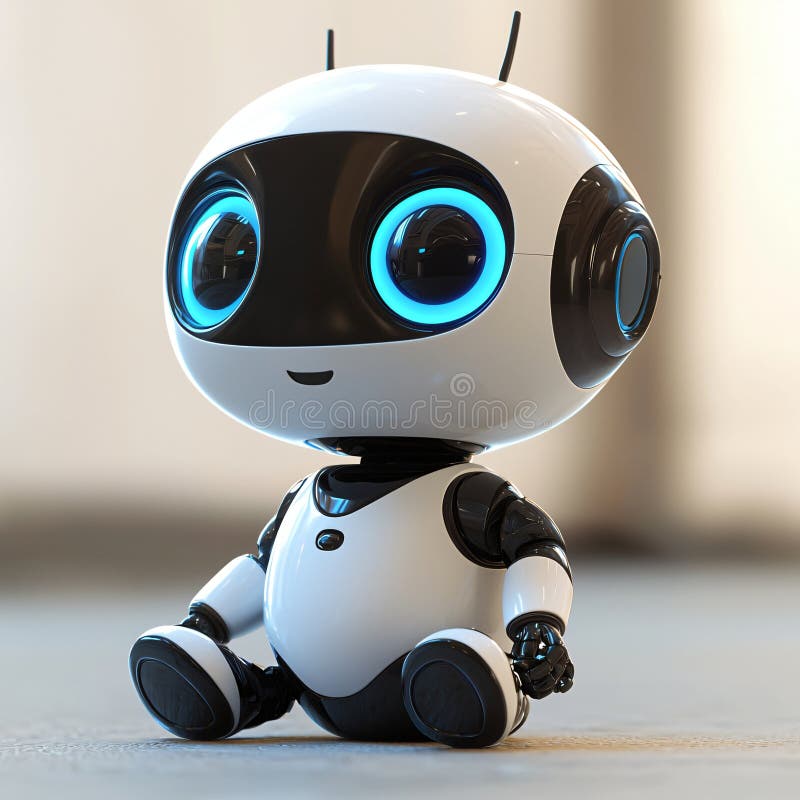 Adorable Futuristic Robot Cute AI Companion Child Friendly Bot Design royalty free illustration.