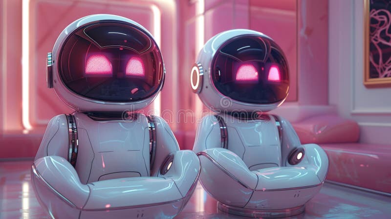 Adorable futuristic robots - generative ai. High image quality