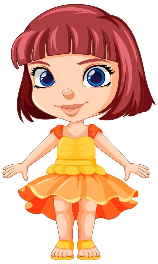 Adorable Girl in Cute Dress Vector Stock Vector - Illustration of dress ...