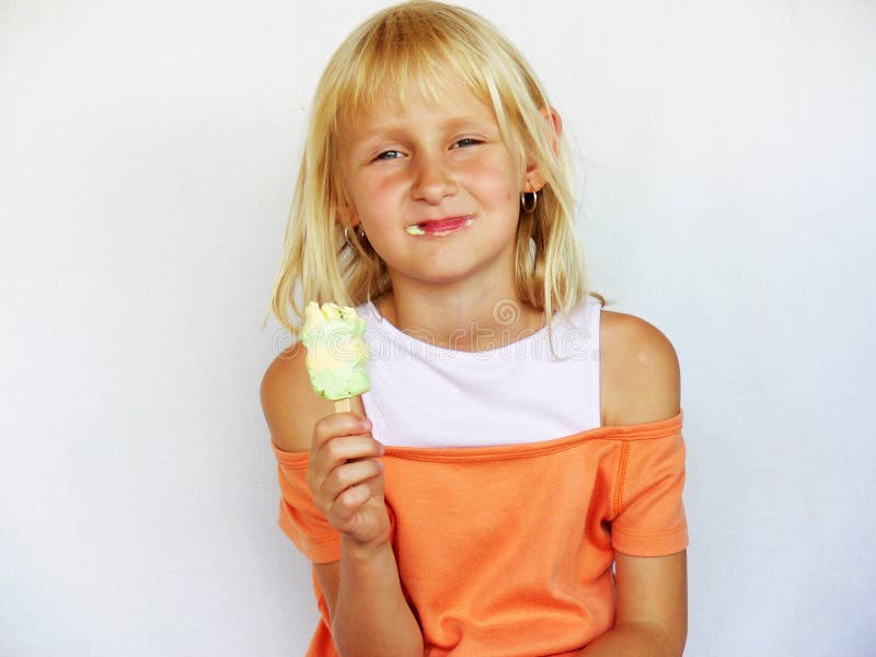 Adorable girl with ice cream