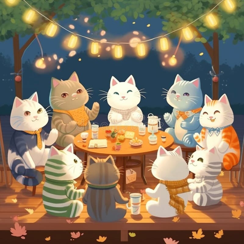 An adorable group of cats vector illustration