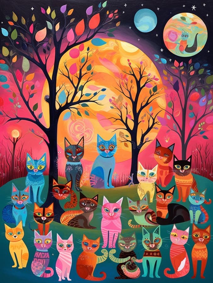 An adorable group of cats vector illustration