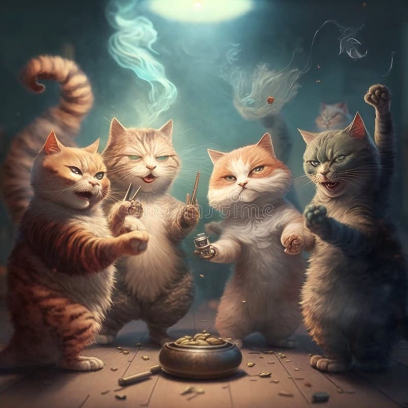 An adorable group of cats royalty free illustration