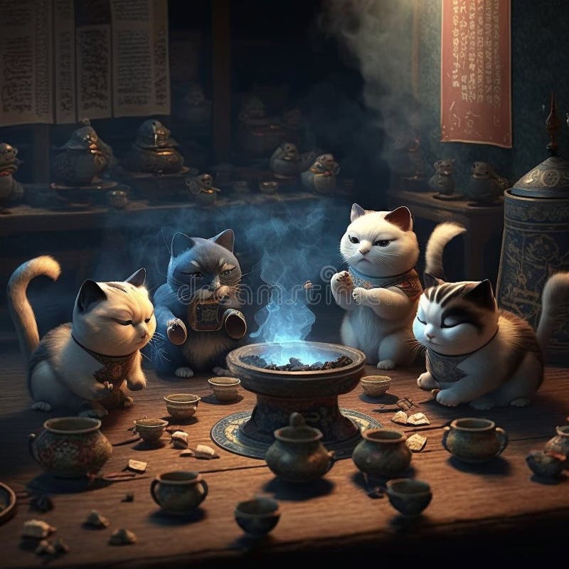 An adorable group of cats royalty free illustration