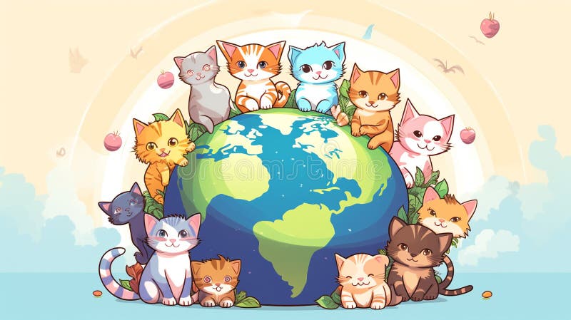 An adorable group of cats royalty free illustration