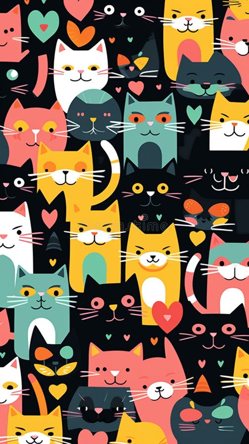 An adorable group of cats royalty free illustration