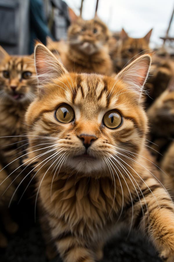An adorable group of cats stock illustration