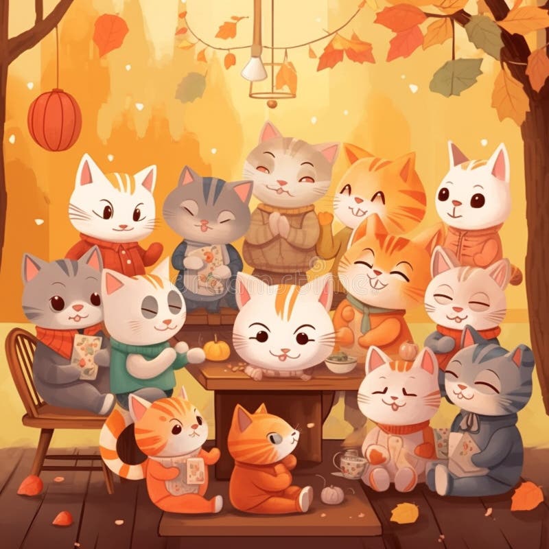 An adorable group of cats vector illustration
