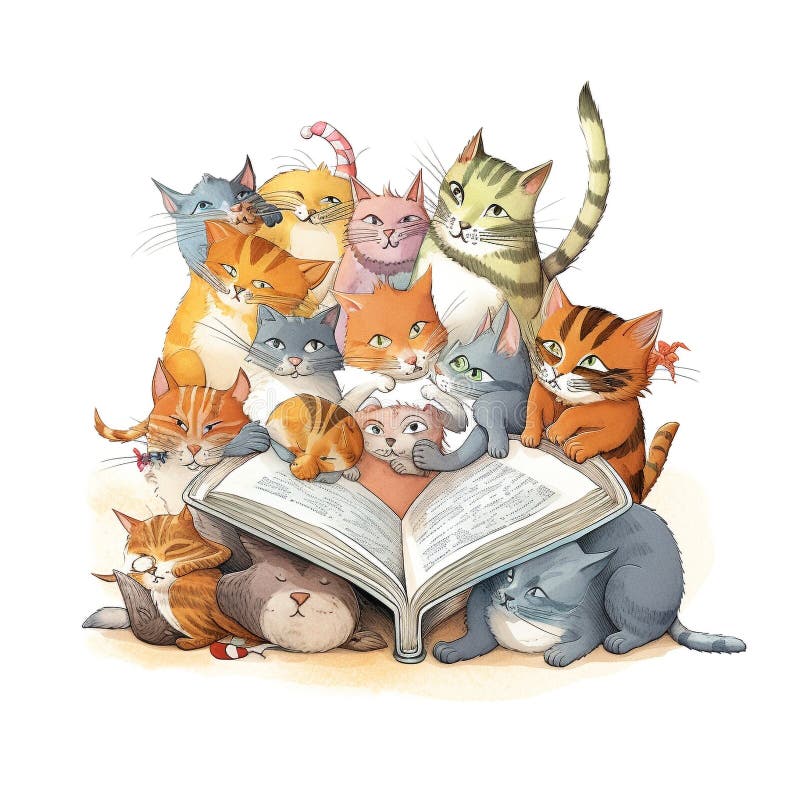 An adorable group of cats royalty free illustration