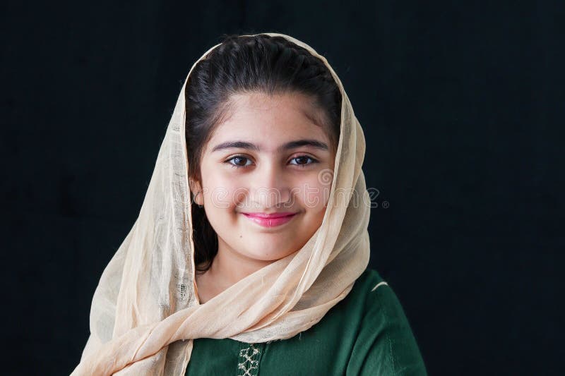 Adorable Happy Smiling Pakistani Muslim Girl With Beautiful Eyes 