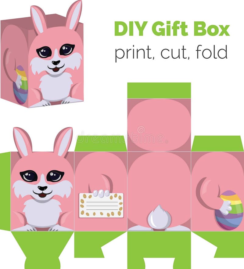 Adorable Do It Yourself DIY Easter bunny with egg gift box with ears for sweets, candies, small presents. Printable color scheme. Print it on thick paper, cut out, fold according to the lines. Adorable Do It Yourself DIY Easter bunny with egg gift box with ears for sweets, candies, small presents. Printable color scheme. Print it on thick paper, cut out, fold according to the lines.