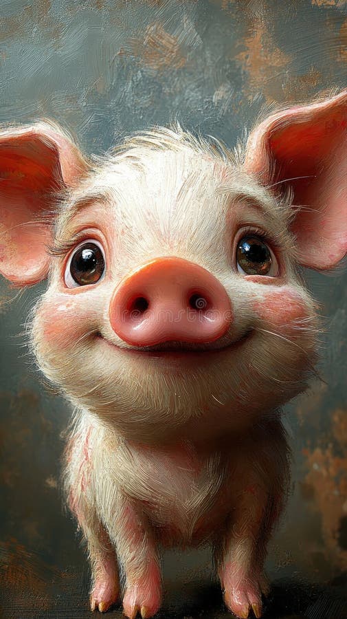 Adorable ilustración generada por un bebé lechón sonriente imagenes de archivo