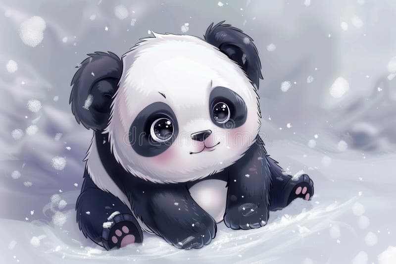 Adorable Kawaii Panda Wallpaper. Cute and Detailed Panda Illustration