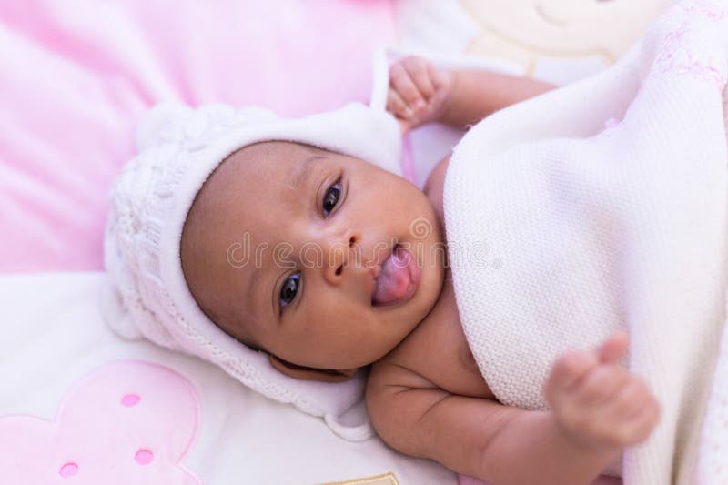 Adorable Little African American Baby Girl Looking - Black Peopl