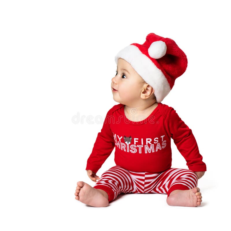 Little Baby Boy in a Christmas Outfit Sitting on a Soft Fur in Front of a  Christmas Tree Stock Image - Image of infant, child: 204022063