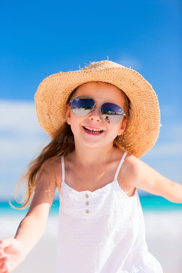 Adorable Little Girl at Beach Stock Image - Image of smiling, beach ...