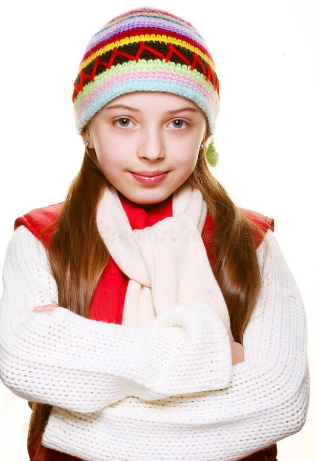 Little Girl with Clothes for the Winter Stock Photo - Image of looking ...