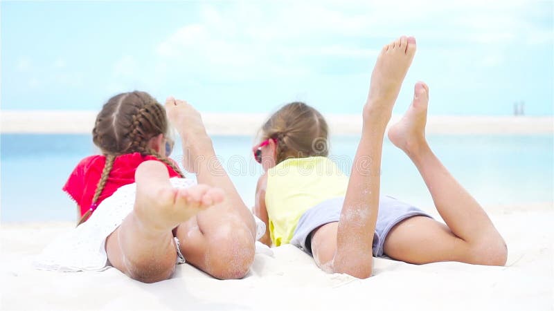 Adorable Little Girls at Beach during Summer Vacation Stock Footage - Video of child, beach: 108616354