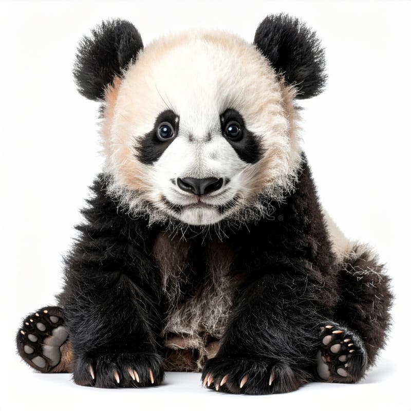 Adorable Panda Cub Sitting on White Background royalty free illustration